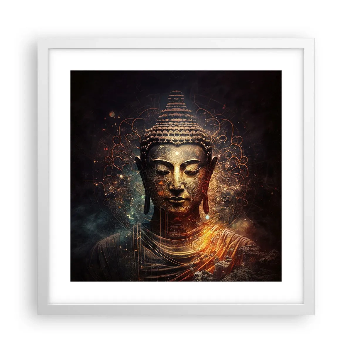 Poster in cornice bianca - Equilibrio spirituale - 40x40 cm