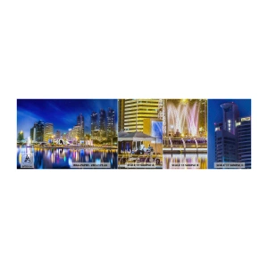 Campione di Fotomurale Premium Sand - Notte multicolore della metropoli - Città, Bangkok, Architettura - 100x30 cm