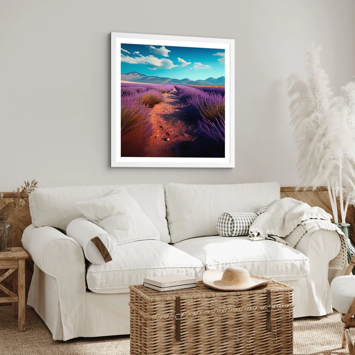 Poster in cornice bianca - Campi profumati - 30x30 cm