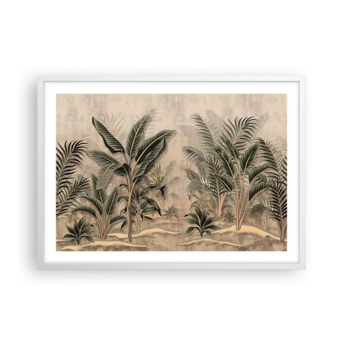 Poster in cornice bianca - Incisione in stile coloniale - 70x50 cm