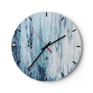Orologio da parete - Orologio in Vetro - Cascata astratta nei toni del blu - 30x30cm - Ghiaccio blu - Decorazione murale moderna per soggiorno, cucina e camera da letto ARTTOR