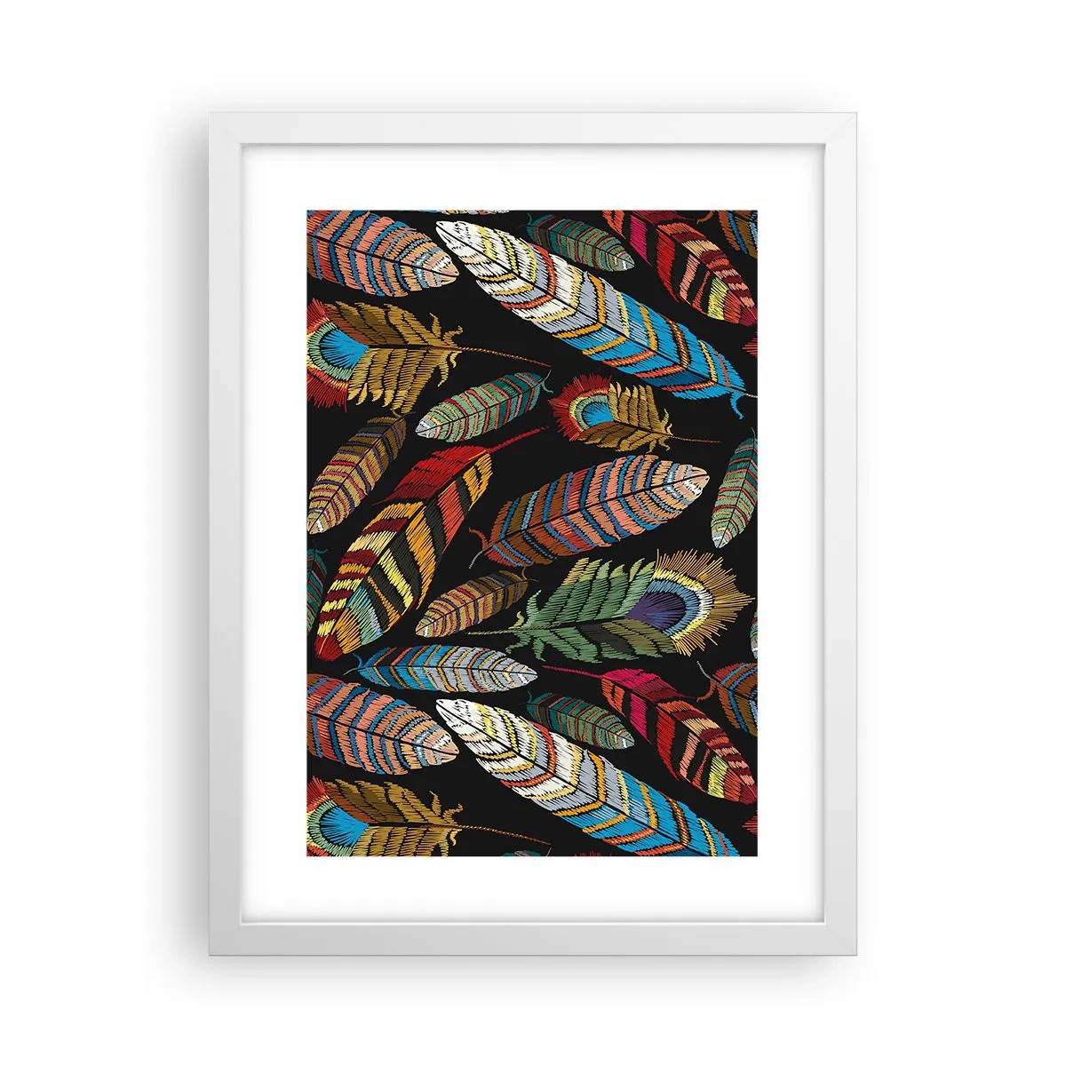 Poster in cornice bianca - Il carnevale degli uccelli - 30x40 cm