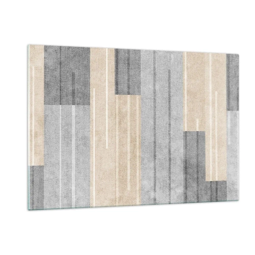 Quadro su vetro - Righe geometriche nei toni del grigio e del beige - 120x80cm - Composizione: rigare dritto - Decorazione murale moderna per soggiorno e camera da letto ARTTOR