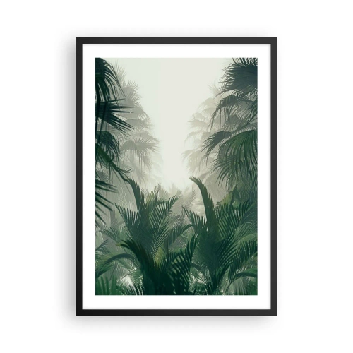 Poster in cornice nera - Vegetazione tropicale in un ambiente nebbioso - 50x70cm - Mistero dei tropici - Decorazione murale moderna per soggiorno e camera da letto ARTTOR