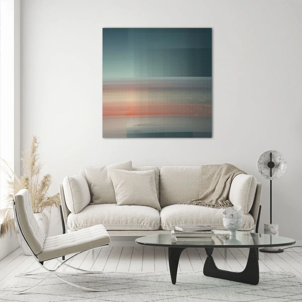 Quadro su vetro - Astrazione: onde di luce - 50x50 cm