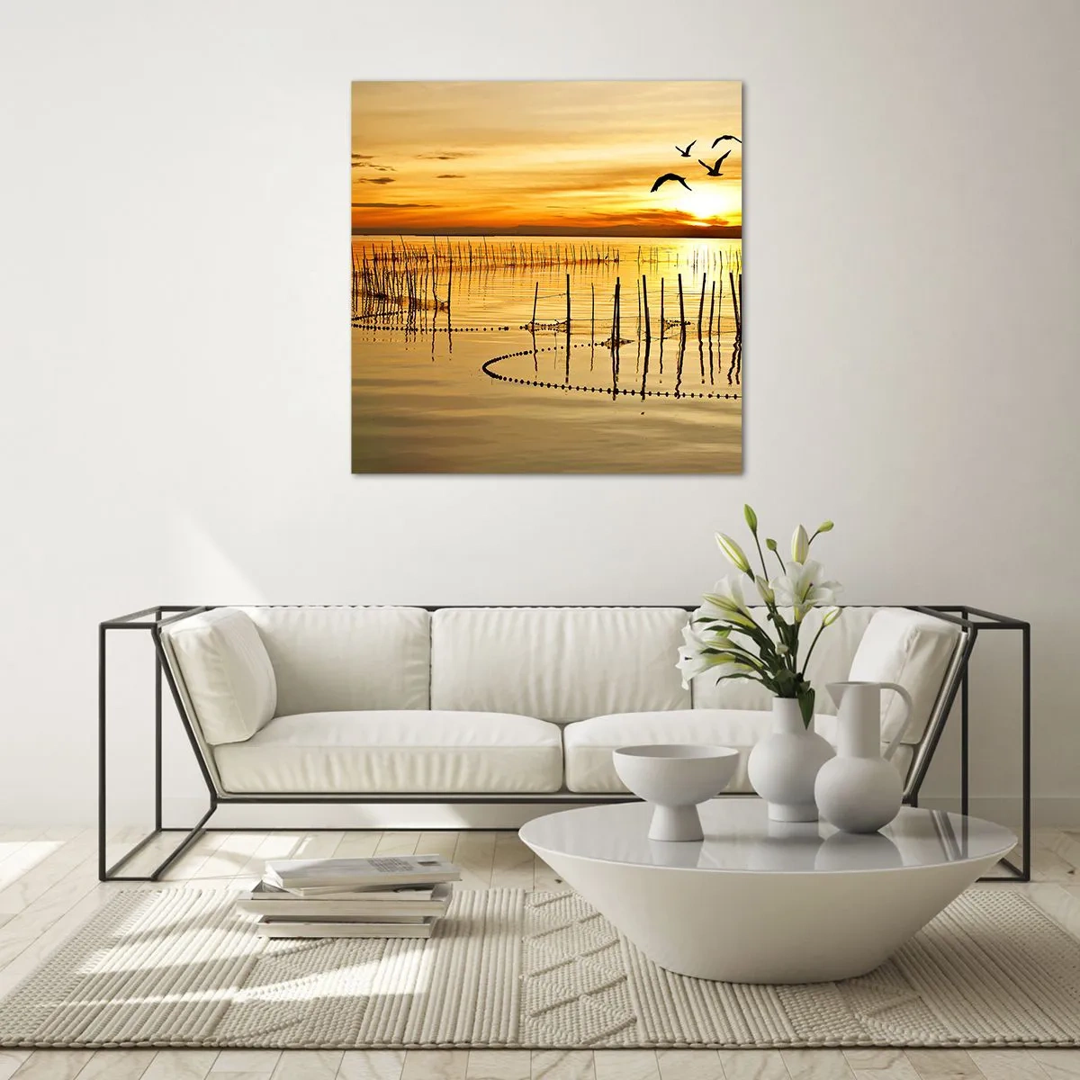 Quadro su vetro - Alla pesca - 40x40 cm