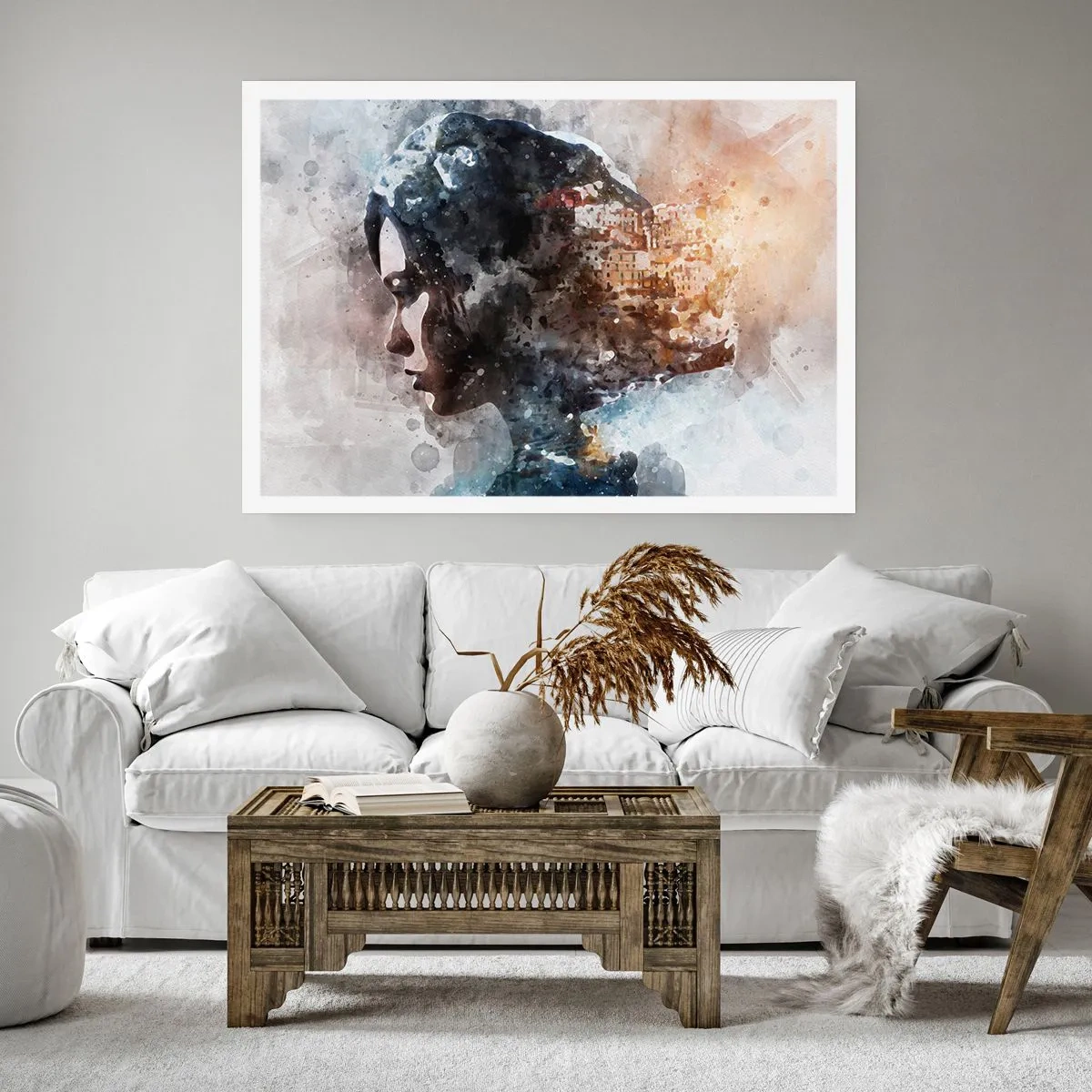 Poster - Racconto su una ragazza con città sullo sfondo - 70x50 cm