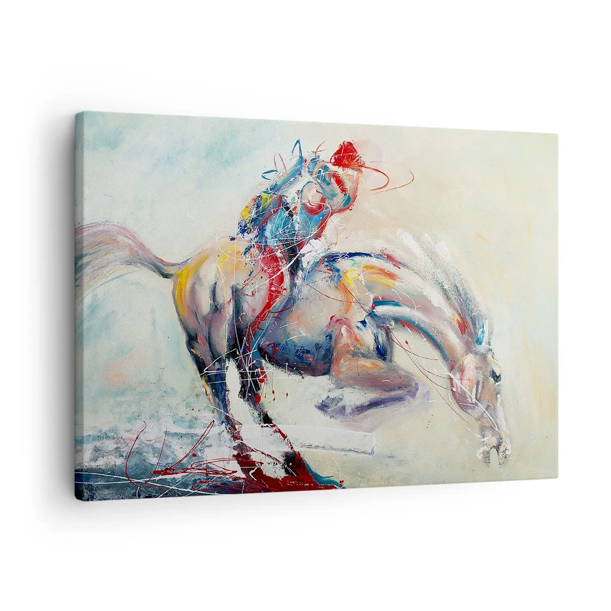 Quadro su tela - Stampe su Tela - Un'immagine dinamica di un cavallo in stile artistico astratto. - 70x50cm - Tieniti, voliamo - Decorazione murale moderna per soggiorno e camera da letto ARTTOR
