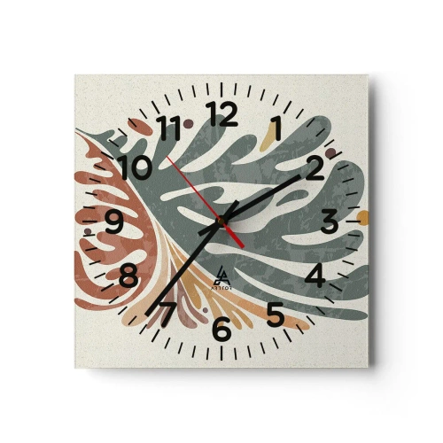 Orologio da parete - Orologio in Vetro - Foglia multicolore - 30x30 cm