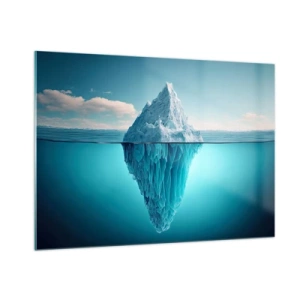 Quadro su vetro - Un iceberg che galleggia nell'oceano, di cui una parte è visibile sott'acqua. - 100x70cm - Il re del ghiaccio - Decorazione murale moderna per soggiorno e camera da letto ARTTOR