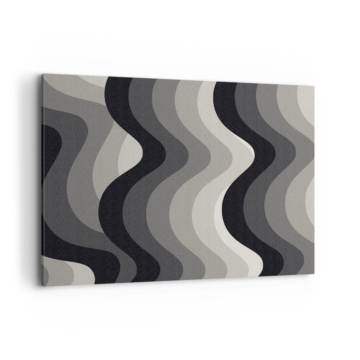 Quadro su tela - Stampe su Tela - Motivi ondulati in bianco e nero in tonalità di grigio - 100x70cm - Un'onda dopo l'altra - Decorazione murale moderna per soggiorno e camera da letto ARTTOR