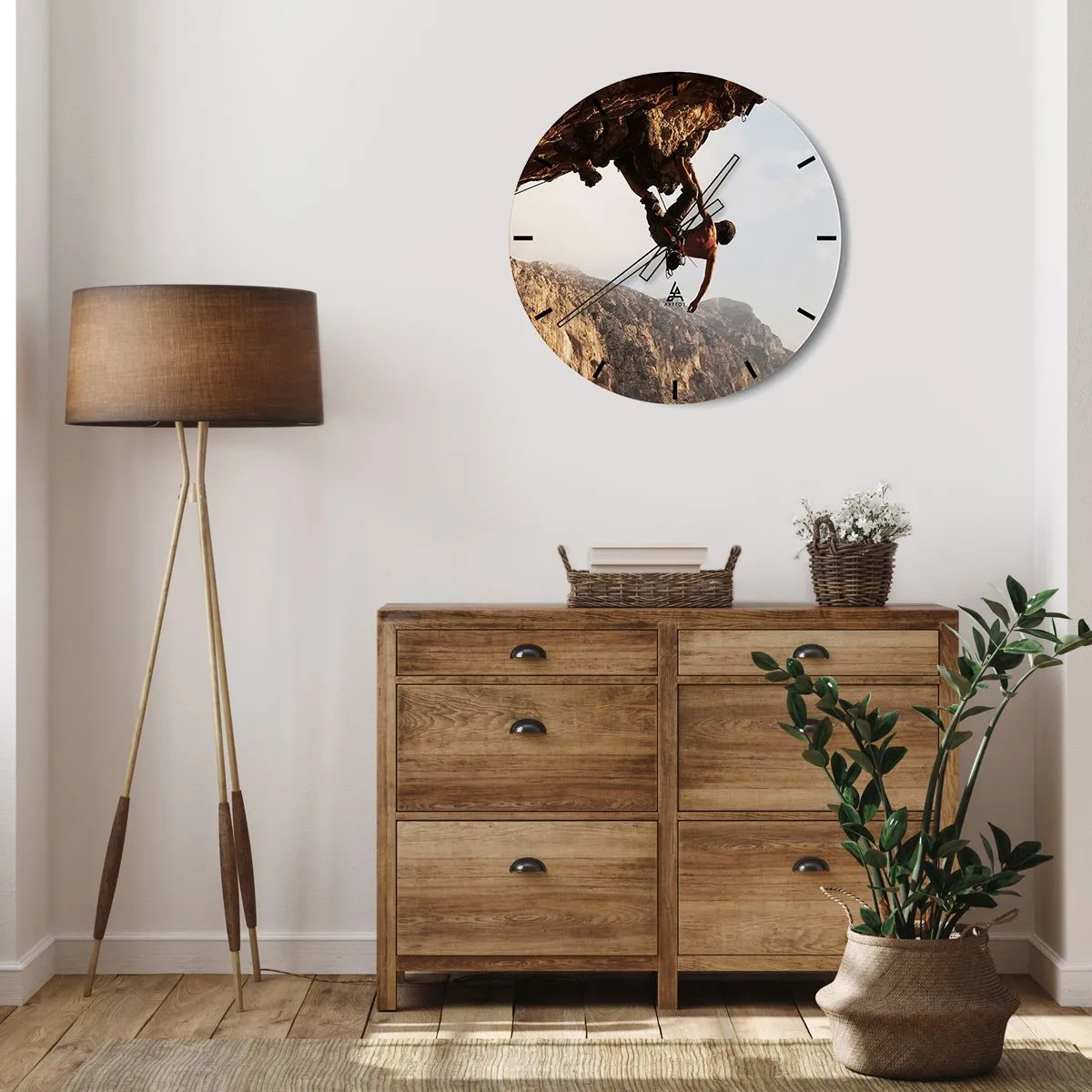 Orologio da parete - Orologio in Vetro - Il mondo ristretto in una mano sul bordo del masso - 30x30 cm