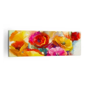 Quadro su tela - Stampe su Tela - Fiori astratti colorati su uno sfondo chiaro - 160x50cm - Non solo rossi - Decorazione murale moderna per soggiorno e camera da letto ARTTOR