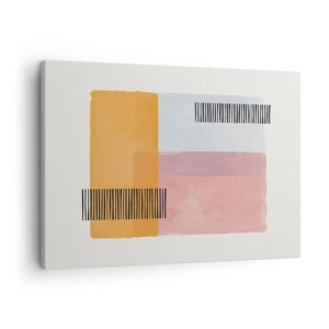 Quadro su tela - Stampe su Tela - Geometria in colori pastello con linee su sfondo chiaro - 70x50cm - Da un angolo all'altro - Decorazione murale moderna per soggiorno e camera da letto ARTTOR