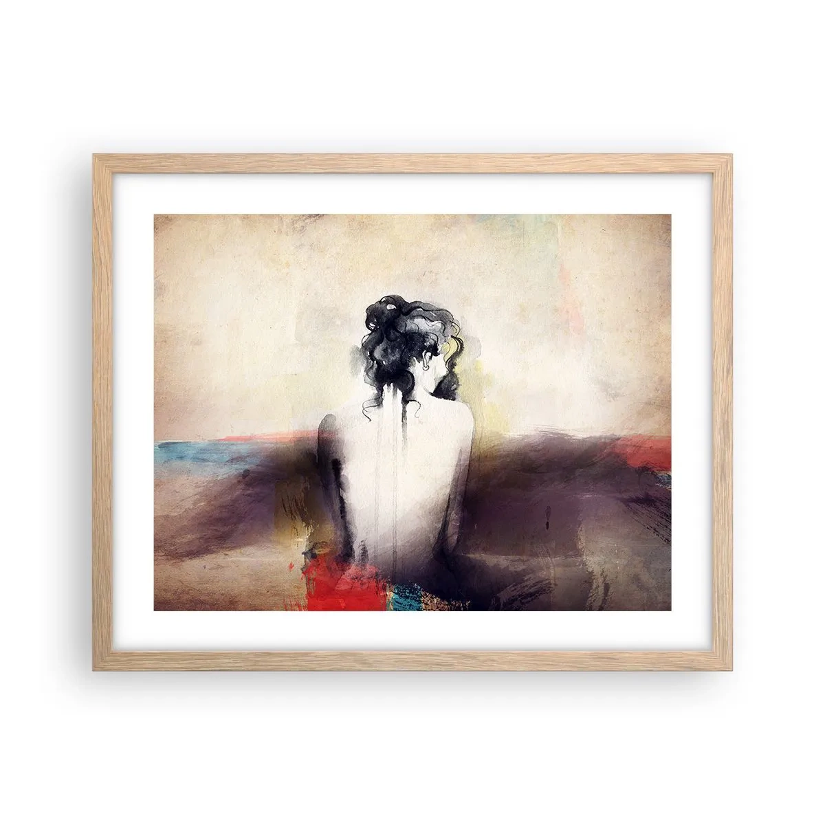 Poster in cornice rovere chiaro - Linee miti, forme ovali - 50x40 cm
