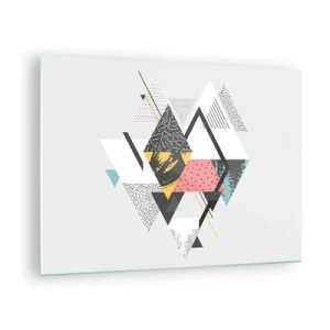 Quadro su vetro - Composizione geometrica astratta con triangoli e rombi - 70x50cm - Variazione con triangoli e rombi - Decorazione murale moderna per soggiorno e camera da letto ARTTOR