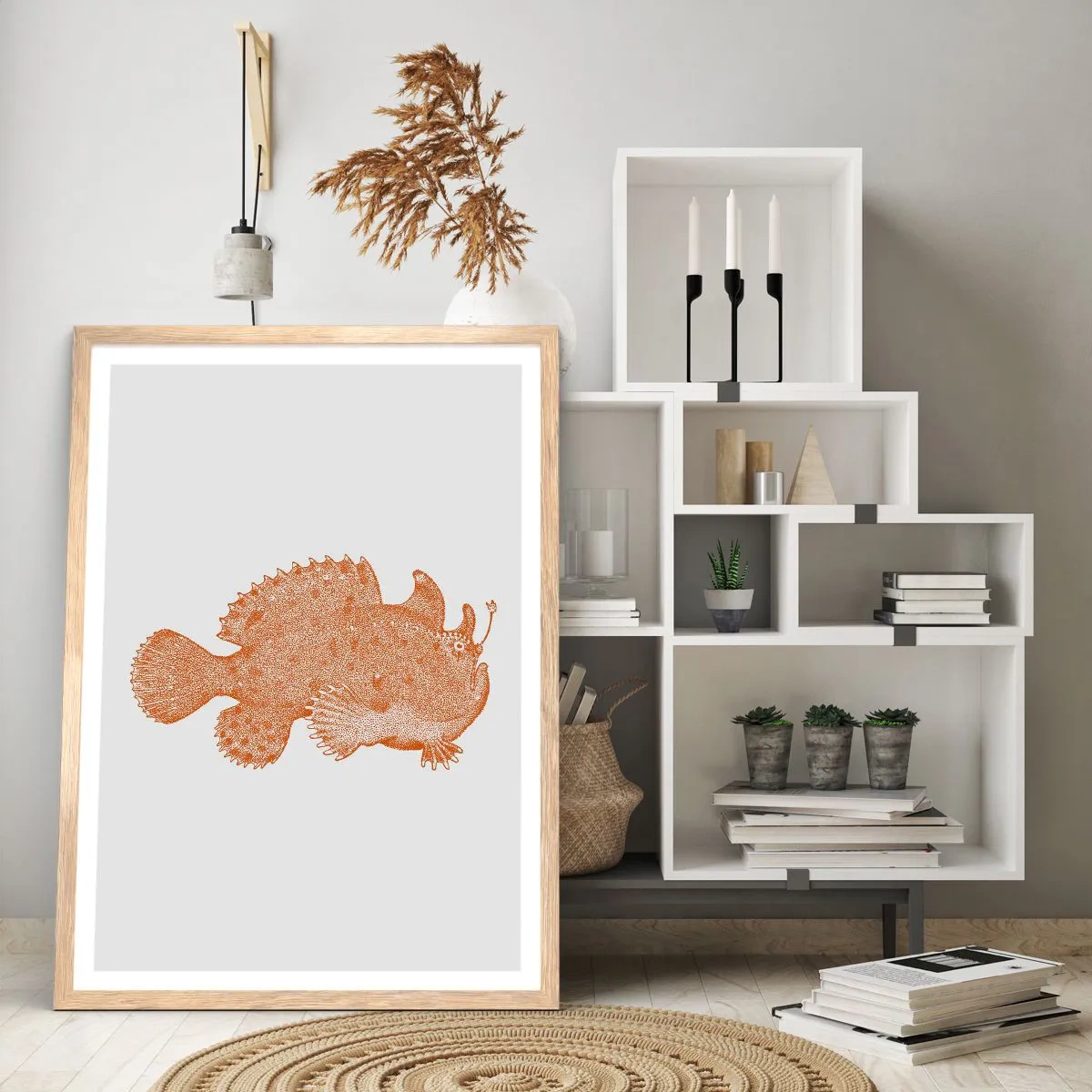 Poster in cornice rovere chiaro - È davvero un pesce - 50x70 cm