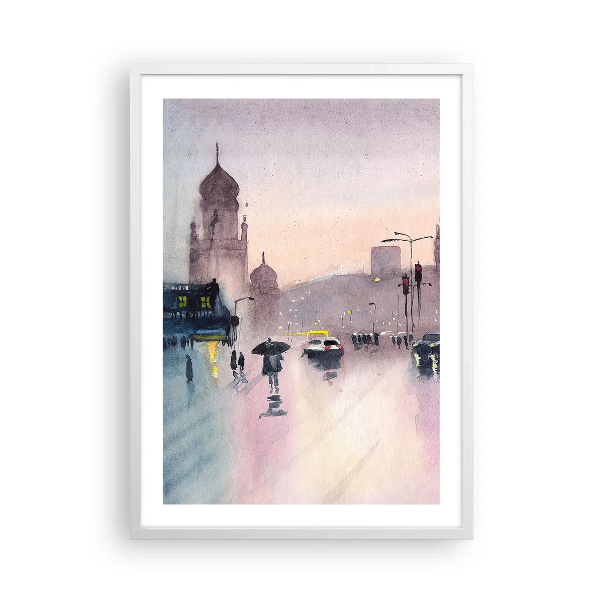 Poster in cornice bianca - Nella nebbia piovigginosa - 50x70 cm