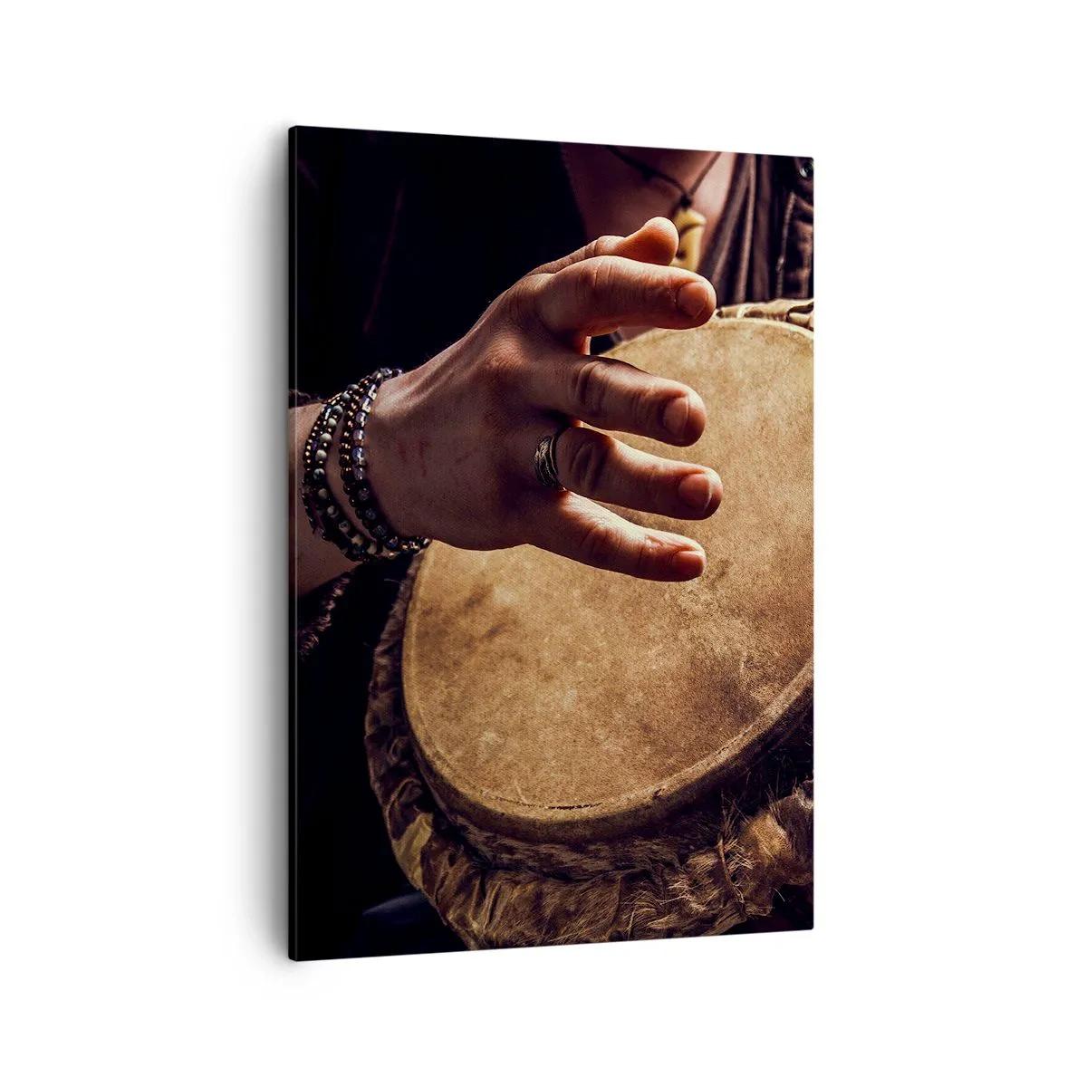 Quadro su tela - Stampe su Tela - Mani che suonano un tamburo djembe tradizionale - 50x70cm - Al ritmo del cuore - Decorazione murale moderna per soggiorno e camera da letto ARTTOR