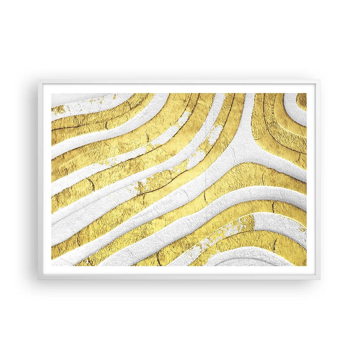 Poster in cornice bianca - Composizione in bianco e oro - 100x70 cm