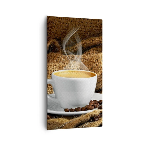 Quadro su tela - Stampe su Tela - L'odore di caffè con la schiuma del colore del miele - 55x100 cm