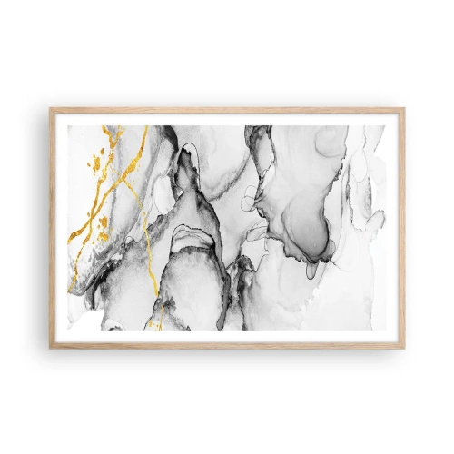 Poster in cornice rovere chiaro - Composizione con motivo d'oro - 91x61 cm