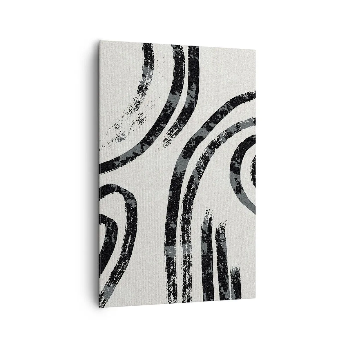 Quadro su tela - Stampe su Tela - Linee astratte in bianco e nero su uno sfondo chiaro - 80x120cm - Interrotto a metà - Decorazione murale moderna per soggiorno e camera da letto ARTTOR