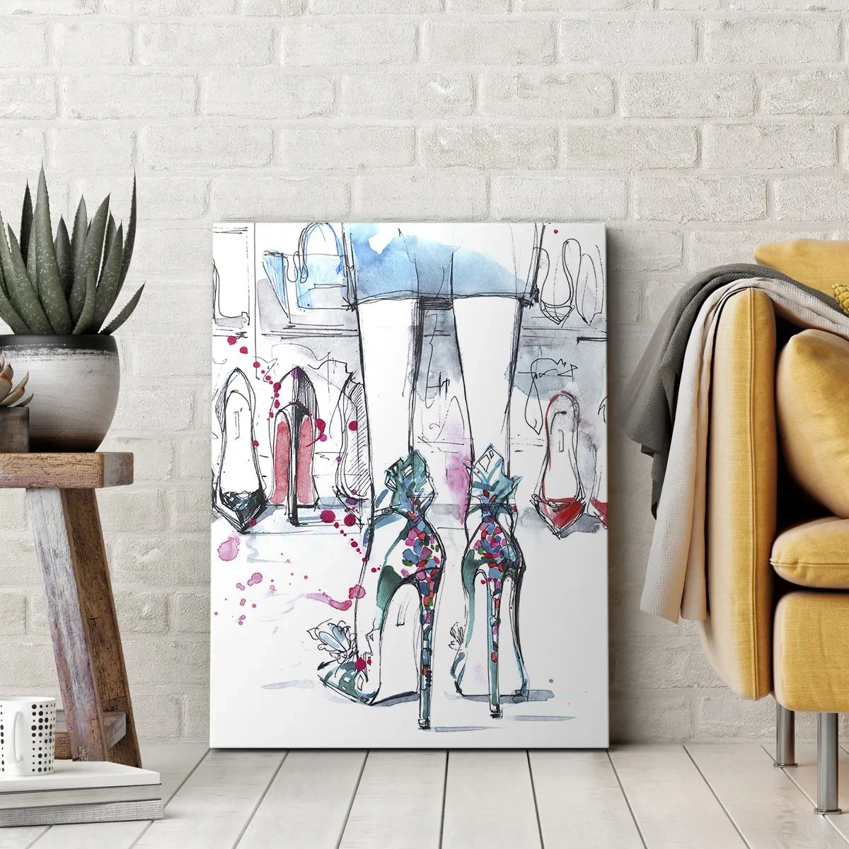 Quadro su tela - Stampe su Tela - Grafica artistica con tacchi alti e accessori - 50x70cm - Apriti sesamo - Decorazione murale moderna per soggiorno e camera da letto ARTTOR