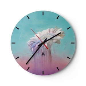Orologio da parete - Orologio in Vetro - Un fiore su uno sfondo pastello, con colori fluidi - 30x30cm - L'aldilà dei fiori - Decorazione murale moderna per soggiorno, cucina e camera da letto ARTTOR