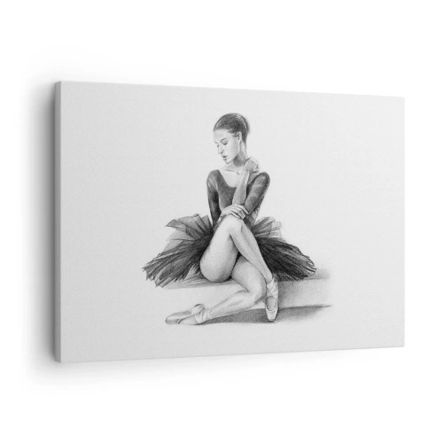 Quadro su tela - Stampe su Tela - Uno schizzo di una ballerina in uno stile classico e sottile - 70x50cm - Incantata dalla danza - Decorazione murale moderna per soggiorno e camera da letto ARTTOR
