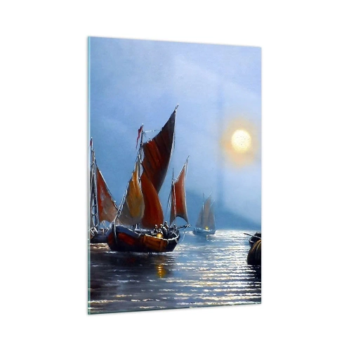 Quadro su vetro - Pesca notturna - 50x70cm - Pesca notturna - Decorazione murale moderna per soggiorno e camera da letto ARTTOR
