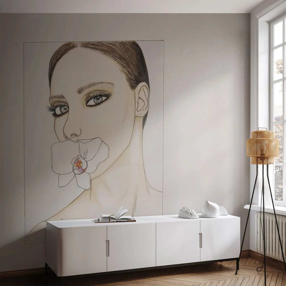 Fotomurali Premium Sand - Simbolo di eleganza e bellezza - Astrazione, Pezzo, Donna - 500x350 cm