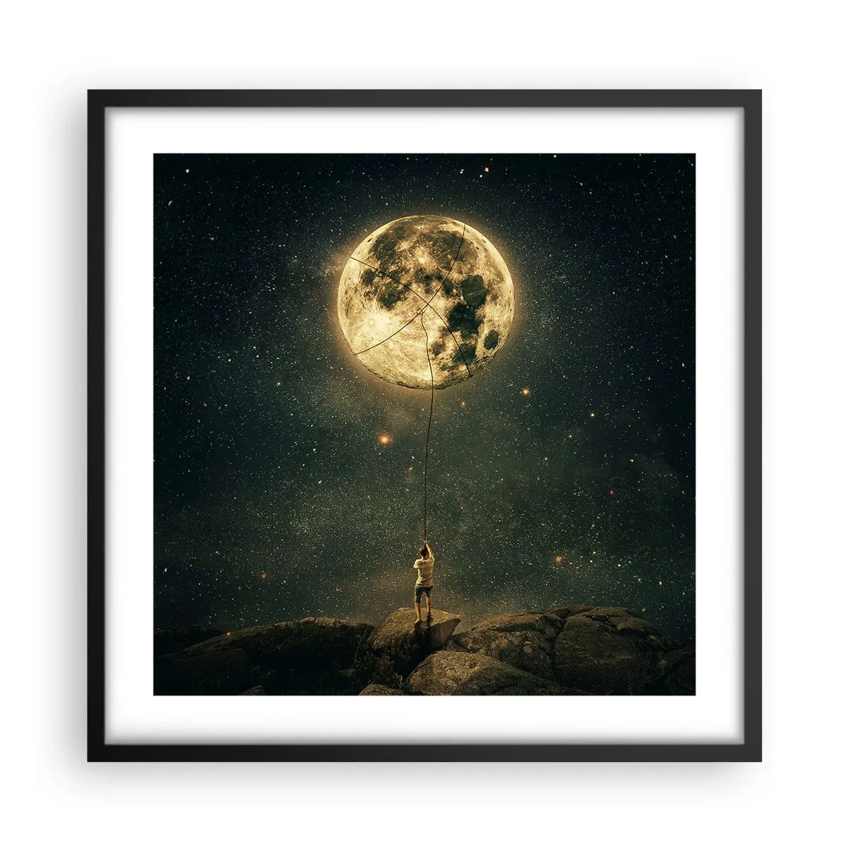 Poster in cornice nera - Chi ha rubato la luna - 50x50 cm