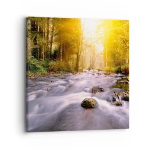 Quadro su tela - Stampe su Tela - Malachite in cornice oro-argento - 30x30 cm