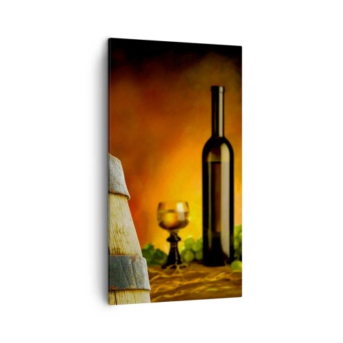 Quadro su tela - Stampe su Tela - Natura morta con bottiglia di vino e acini d'uva - 45x80 cm