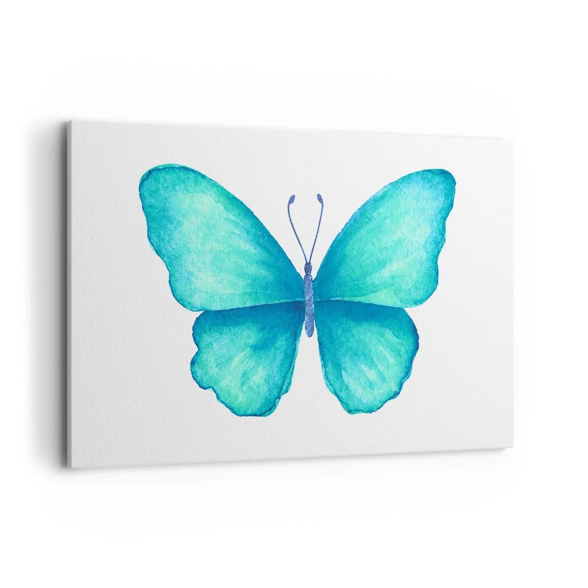 Quadro su tela - Stampe su Tela - Farfalla blu in stile acquerello su sfondo bianco - 120x80cm - Turchese di natura - Decorazione murale moderna per soggiorno e camera da letto ARTTOR