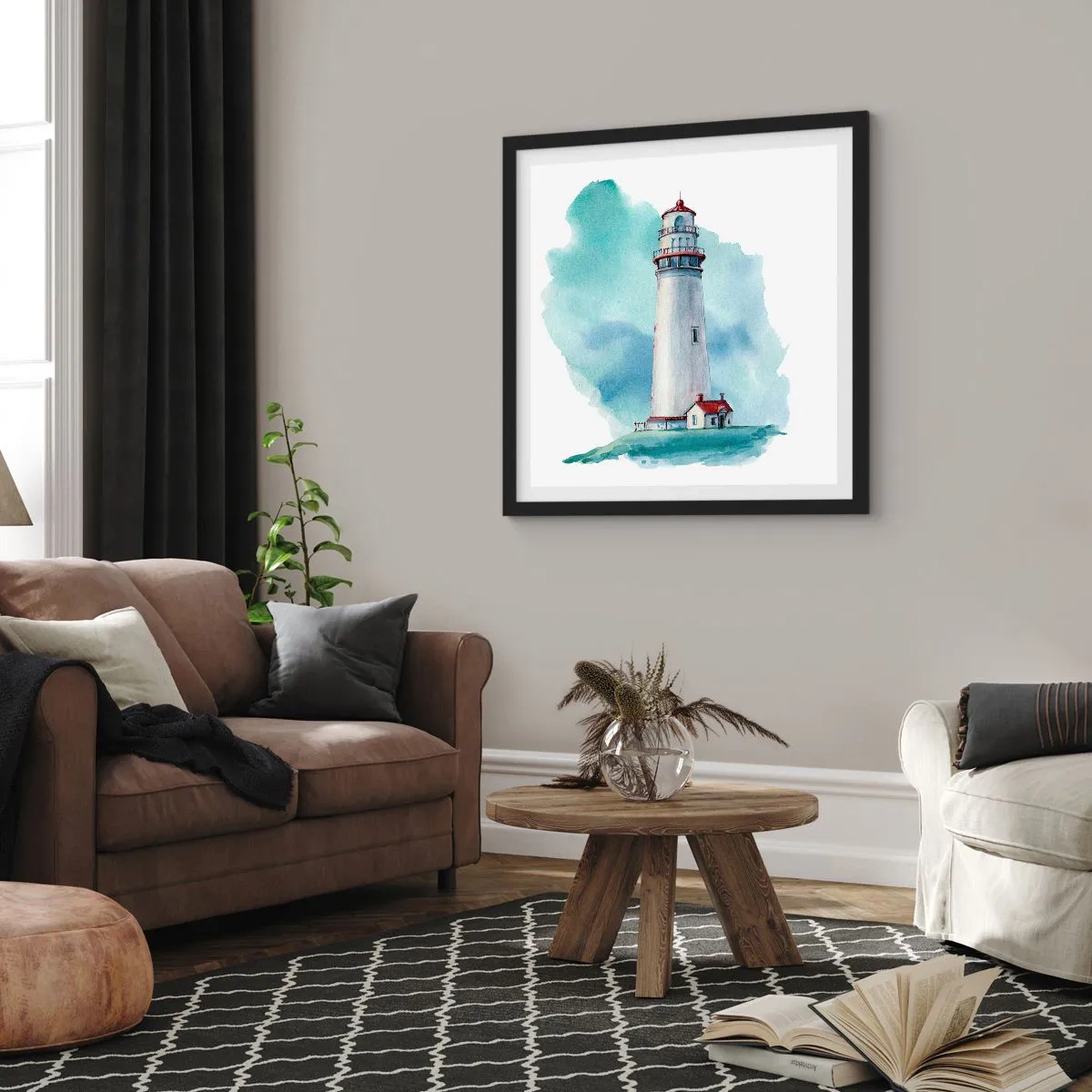 Poster in cornice nera - Il mite amico del blu - 60x60 cm