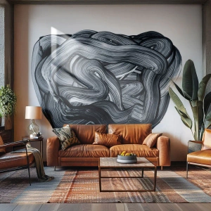 Fotomurali Standard Eco - Macchia nera astratta fatta di pennellate - 100x70cm - Non è così semplice - Decorazione murale moderna per soggiorno e camera da letto ARTTOR