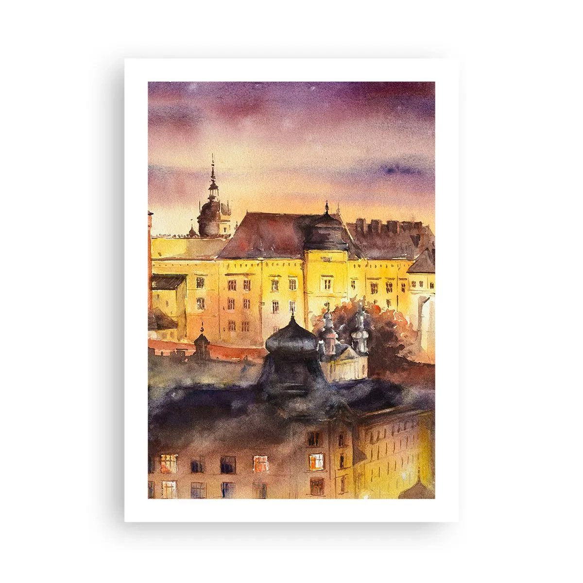 Poster - Una vista pittoresca della città alla luce del sole al tramonto - 50x70cm - Storia e fiaba - Decorazione murale moderna per soggiorno e camera da letto ARTTOR