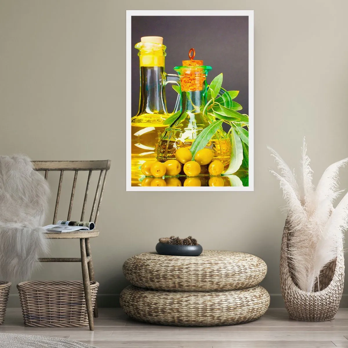 Poster - Natura morta con olive e olio - 70x100 cm