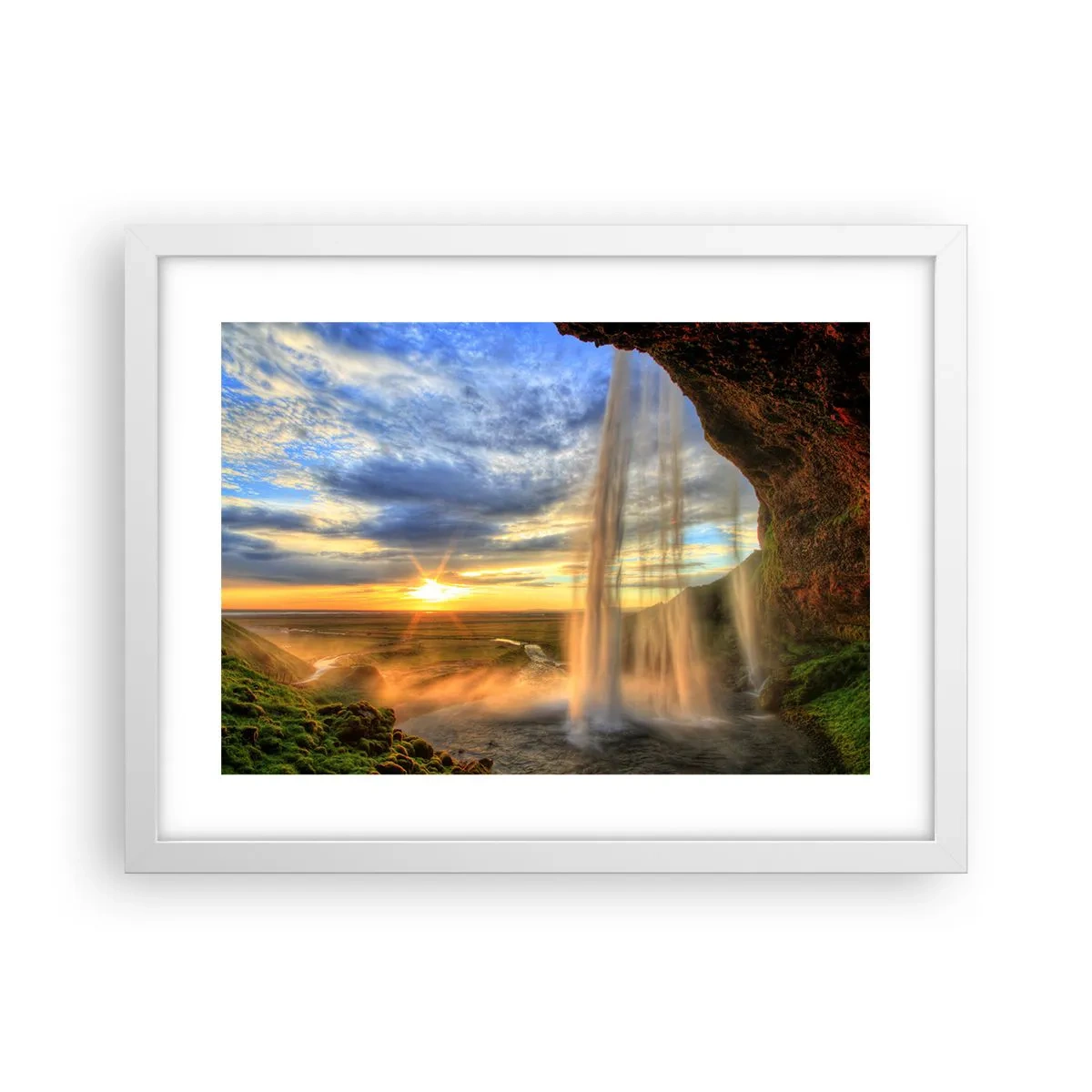 Poster in cornice bianca - Il mondo dietro una tenda di gocce - 40x30 cm