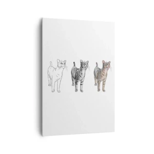 Quadro su tela - Stampe su Tela - L'evoluzione del disegno di un gatto da schizzo a forma colorata - 70x100cm - Lezione di disegno - Decorazione murale moderna per soggiorno e camera da letto ARTTOR