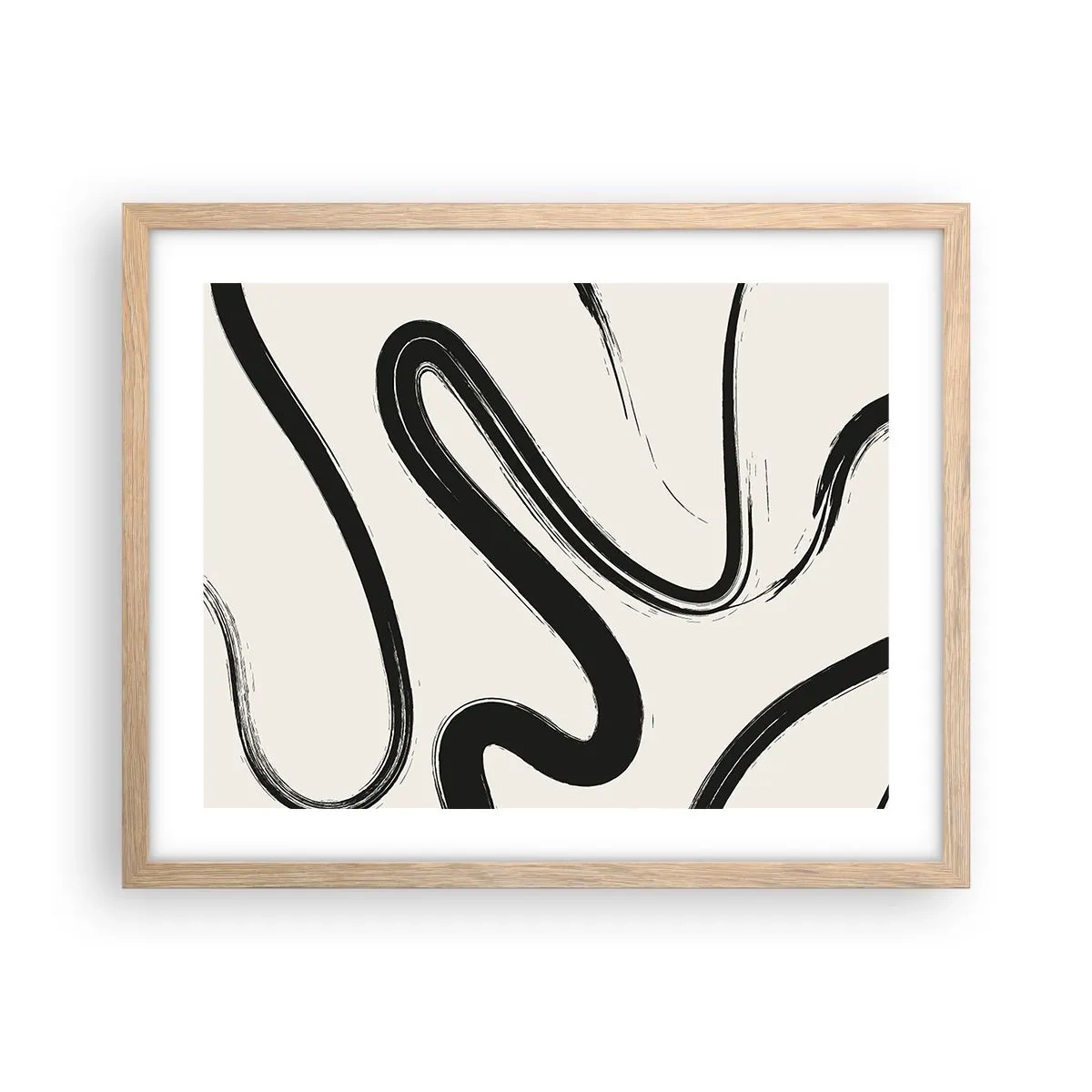 Poster in cornice rovere chiaro - Capriccio bianco e nero - 50x40 cm