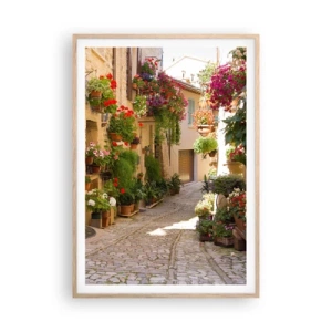 Poster in cornice rovere chiaro - Un'esplosione di fiori - 70x100 cm