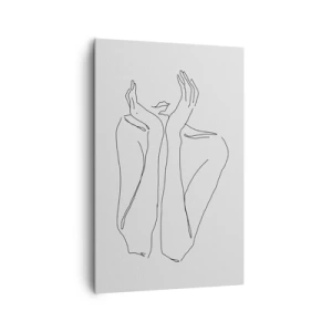 Quadro su tela - Stampe su Tela - Disegno minimalista di viso e mani - 80x120cm - Quello che sognano le ragazze - Decorazione murale moderna per soggiorno e camera da letto ARTTOR