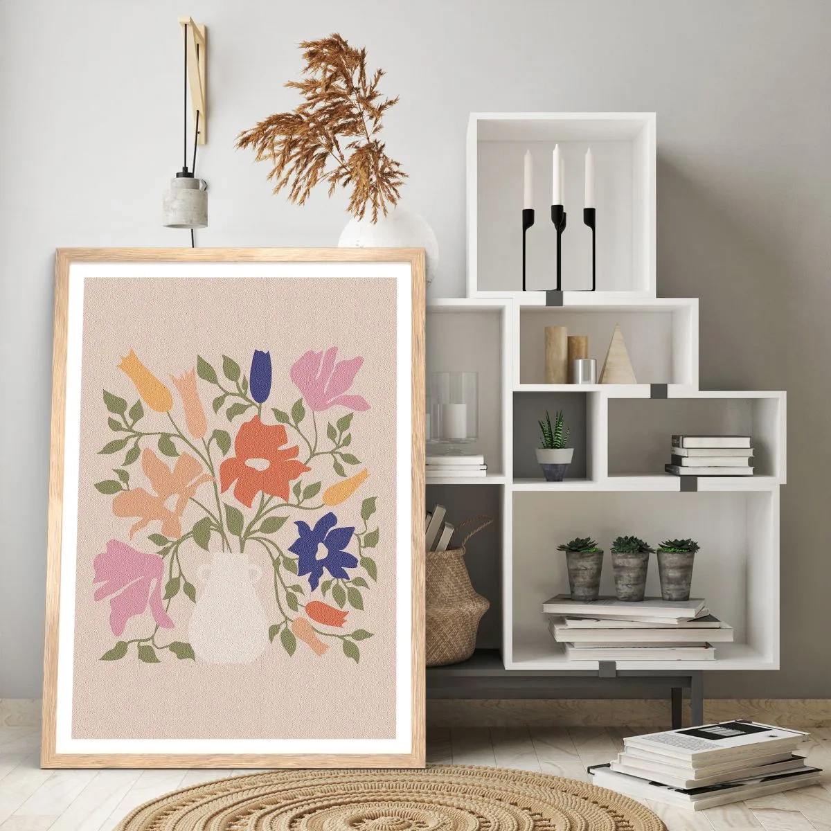 Poster in cornice rovere chiaro - Bouquet delicato - 70x100 cm