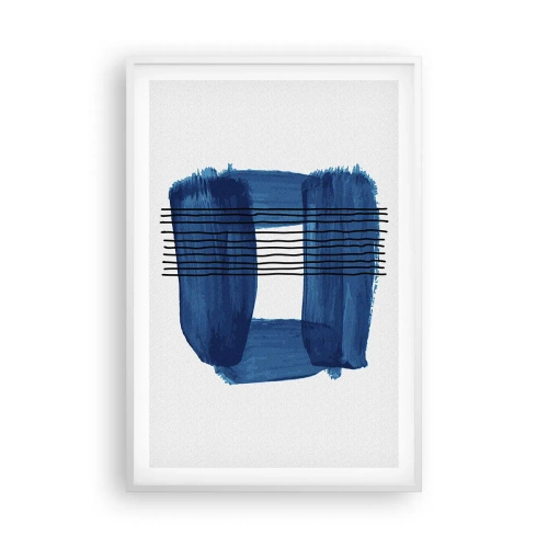 Poster in cornice bianca - Composizione blu e nera - 61x91 cm