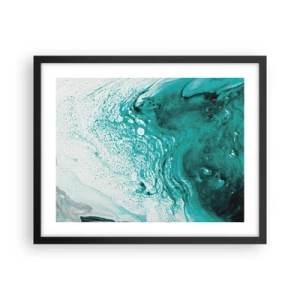 Poster in cornice nera - Sciogliendosi nel bianco e nel turchese - 50x40 cm