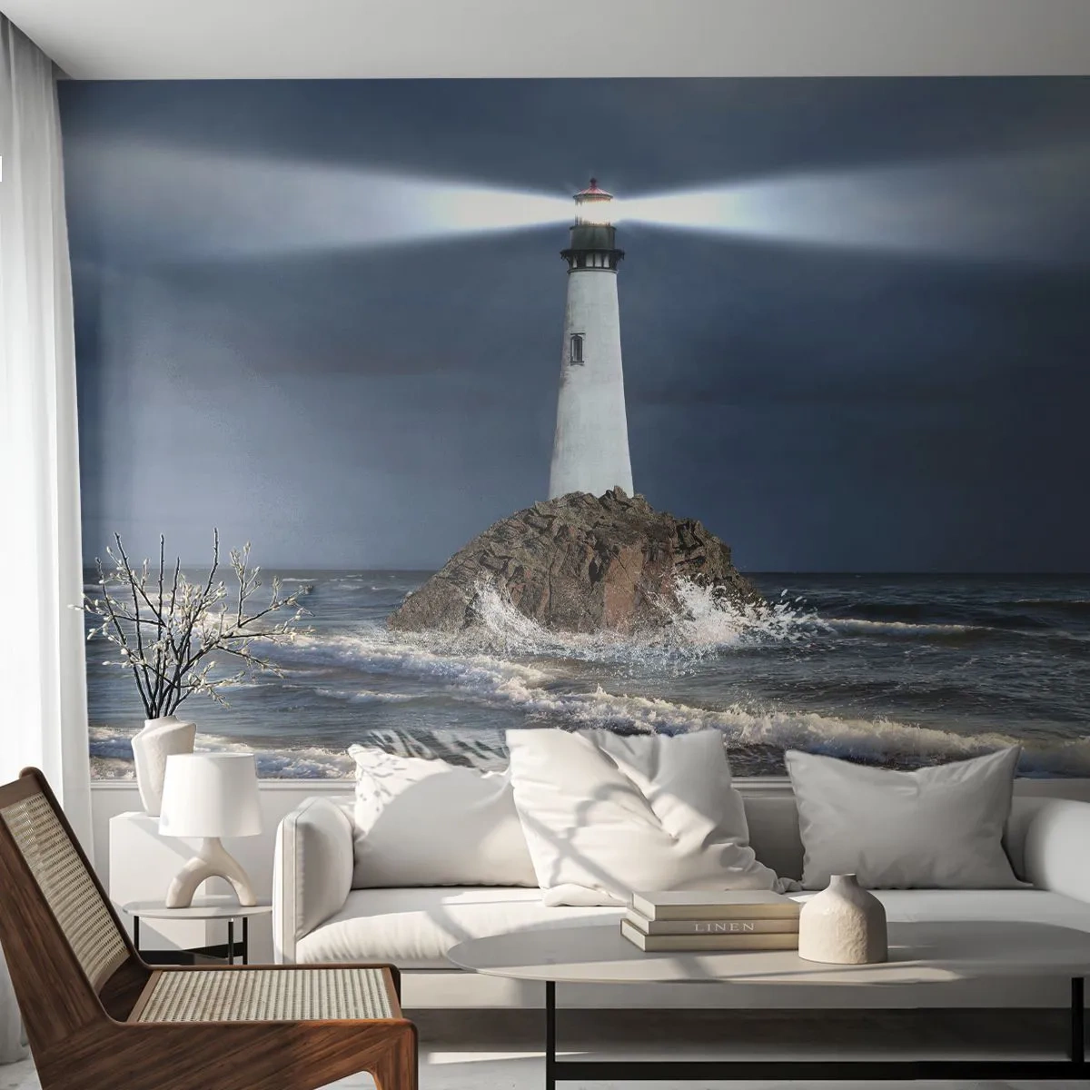 Fotomurali Premium Sand - Qui...qui... qui! - Paesaggio, Faro, Isola - 350x256 cm