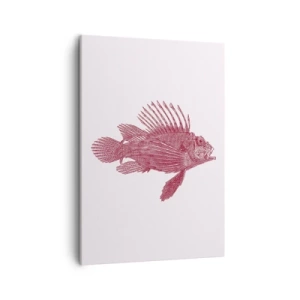 Quadro su tela - Stampe su Tela - Disegno di un pesce in tonalità rossa - 50x70cm - Abitante di mari esotici - Decorazione murale moderna per soggiorno e camera da letto ARTTOR